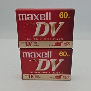 Maxell‎ Mini DV Digital Video Camcorder Cassette Tapes 60 Minutes 2 Pack Blank